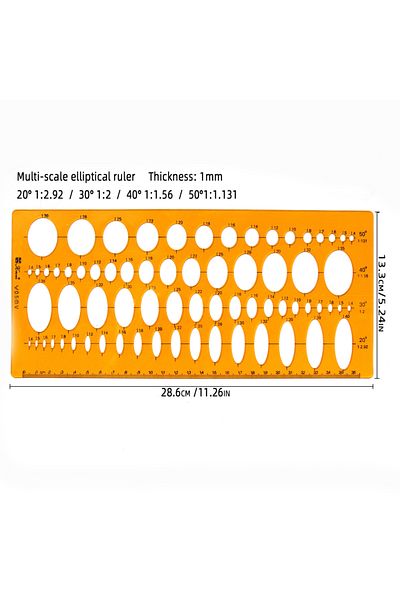 Choice K-107 Circular Oval Ruler Durable K Resin Drawing Design Furniture Architect Template Drafting Ruler
