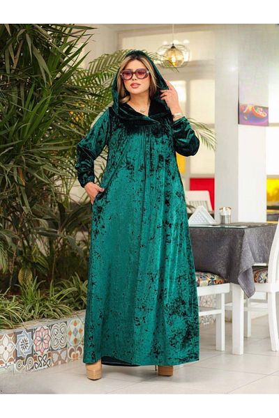 Generic Free size French velvet jalabiya, suitable for weights from 55 kg to 110 kg