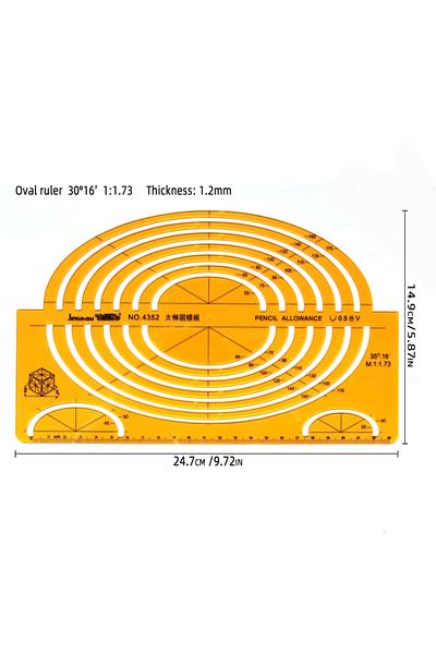 Choice 4352 Circular oval ruler durable K Resin drawing design furniture architect template drafting ruler