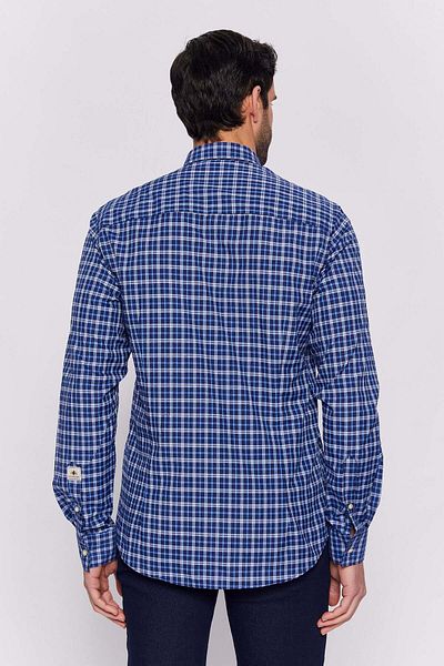 Galvanni Men's Navy Blue Shirt - Aleyton Navy Multi Checked