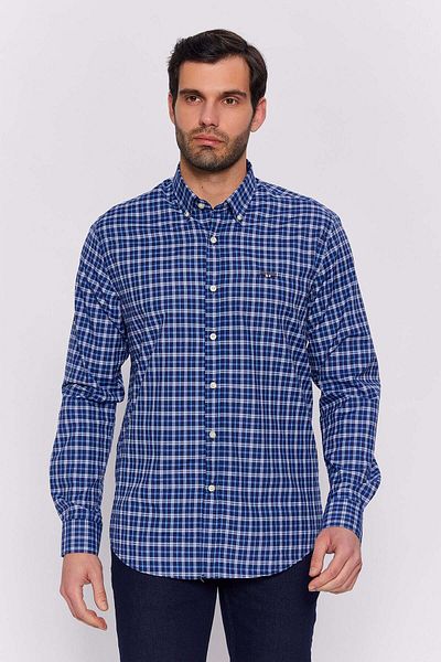Galvanni Men's Navy Blue Shirt - Aleyton Navy Multi Checked