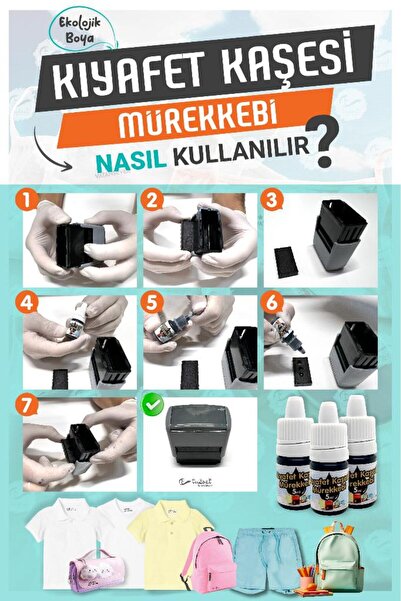t tuğset etiket Kıyafet Kaşesi Mürekkebi - Okul Kaşesi Mürekkebi Yedek Mürekkep 1 adet -T582