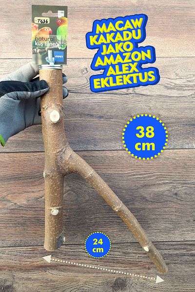 Vixpet Venty 38 cm Natural Parrot Perch |   Macaw, Cockatoo, Jako, Amazon, Eklektus, Alexander, Kayık - T436