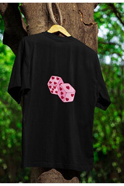 MG Dice Printed Women's Crew Neck Cotton Oversize Short Sleeve T-Shirt