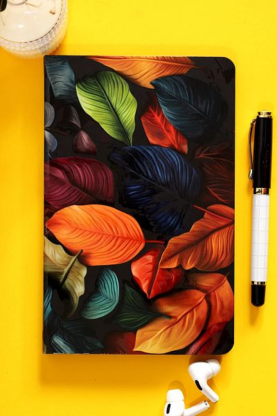 inkglo Leaf Pattern Stripes Notebook Hard Cover 96 Sheets School Daily Office Note Book