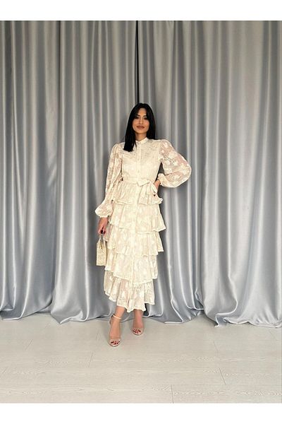 seher yılmaz butik Μακρύ φόρεμα με ριγέ υφάσματα