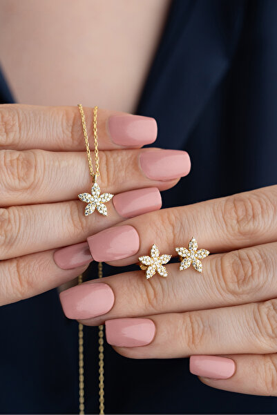 Silvano Jewelry 925 Ayar Gümüş Çiçek Model Takı Seti