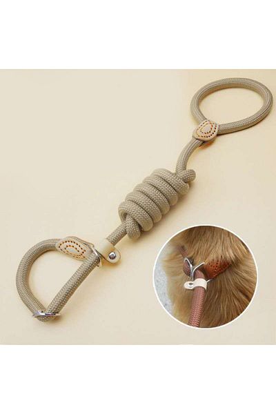 Choice 0.6x150cm Dark Khaki Dog Leash Slip Rope Lead Leash Heavy Duty Braided Rope Adjustable Loop Collar T