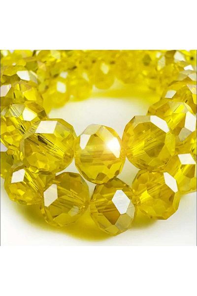 yiğit aksesuar 8 mm 5 Strand Transparent Yellow Crystal Beads Rosary Bead
