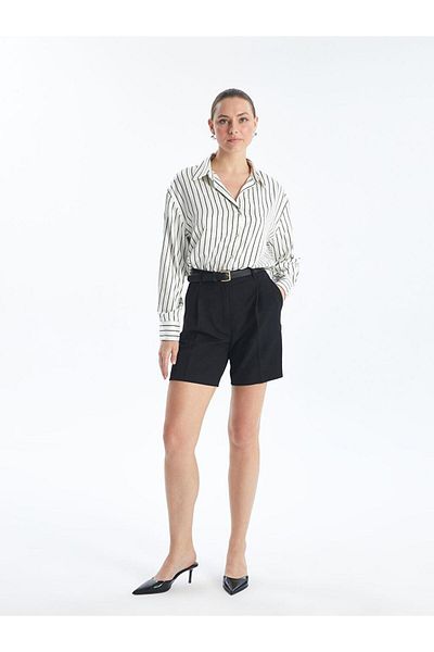 LC Waikiki Cămașă de damă oversize din satin cu mânecă lungă în dungi