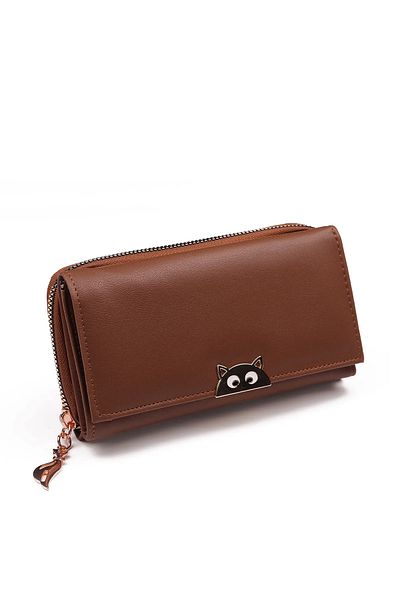 MILANOFOX Tan Large Size Cat Useful Women's Wallet with Coin Compartment Card Holder