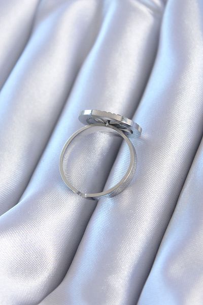 Skygo Zircon Stone 316L Silver Clover Model Women's Ring - TJ-BYK2765