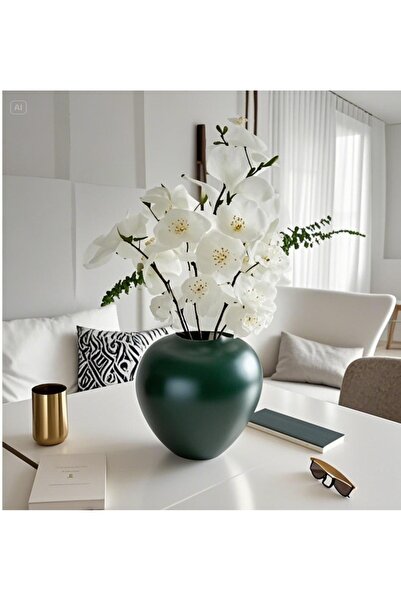 Lui Tasarım Tasarım Vazo Yeşil Seramik Bohem İskandinav Tarzı Dekoratif