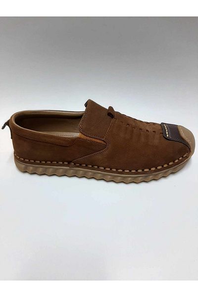 Luis Figo Lui̇s Fi̇go Genuine Leather Laceless Tan Color Nubuck Summer Men's Shoes
