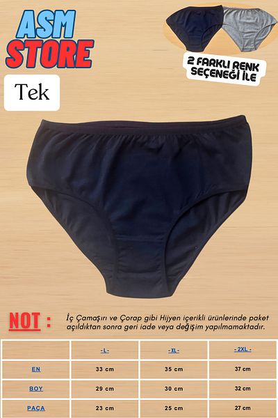 Akpınar 100% Cotton Women's Panties - Single Comfort Pack (Grey/Black)
