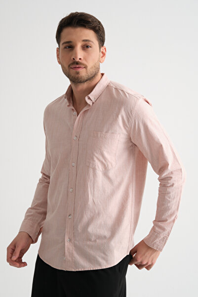 Klothy Ανδρικό μακρυμάνικο βαμβακερό πουκάμισο μονής τσέπης κανονικής εφαρμογής 2635