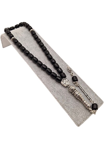 Han Ticarethane Капсулно изрязани черни стъклени молитвени мъниста