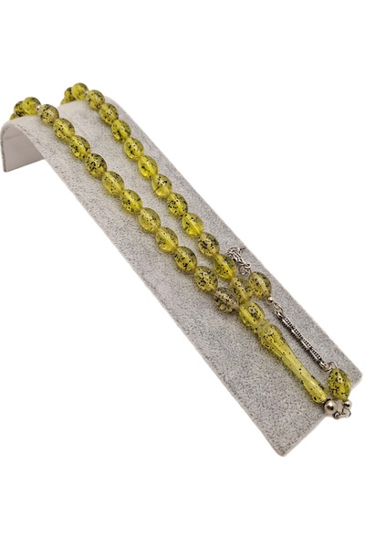 Han Ticarethane Mărgele de rugăciune din chihlimbar pudră galbenă verde cu mo...