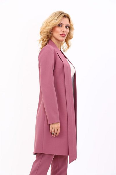 ÖNDER ÖZSOY Shawl Collar Long Jacket-Rose