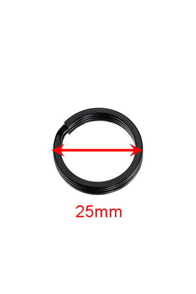 Choice 10 قطع 25 مم 10 قطع حلقات مفاتيح مسطحة سوداء من سبائك معدنية مستديرة 2...