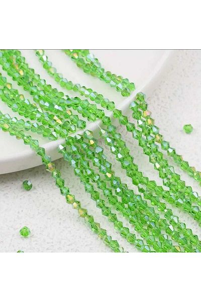 yiğit aksesuar 4 mm Pyramid Crystal Beads Light Green (5 Strands)