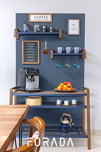 Forada Home & Style Duvar Raflı Metal Kahve Köşesi Seti