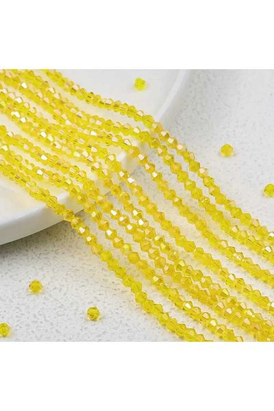 yiğit aksesuar Yellow (5 Strands) 4 mm Pyramid Crystal Beads