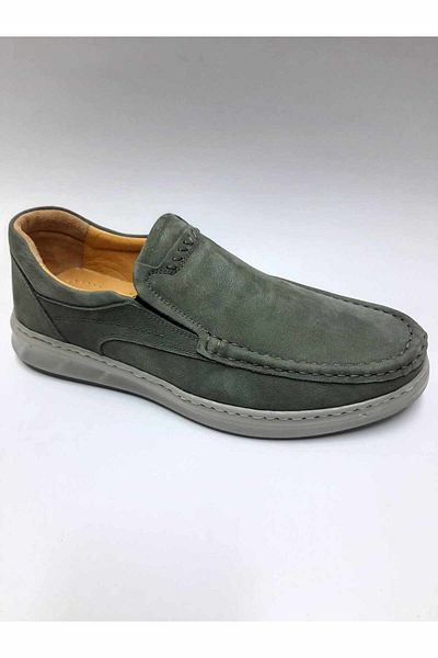 Luis Figo Lui̇s Fi̇go Genuine Leather Laceless Khaki Color Summer Men's Shoes