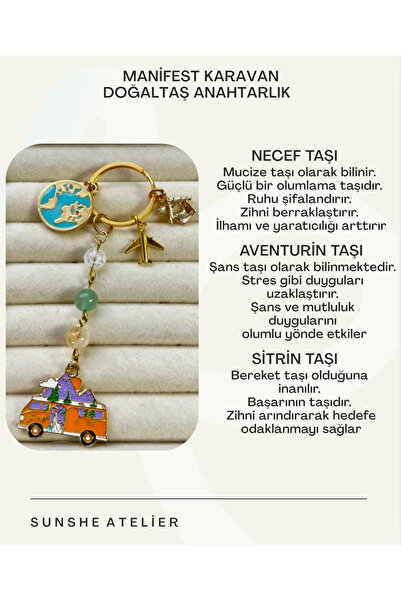 Sunshe Atelier Manifest Doğaltaş Anahtarlık(SİTRİN(BEREKET)-aventurin(ŞANS)-necef(MUCİZE))