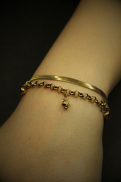 Glowy&Co. Duo Gold Color Chain Tarnish Steel Bracelet