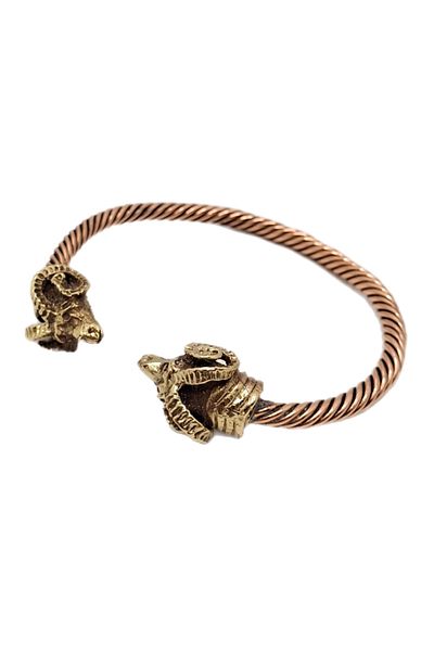 Han Ticarethane Bronze Aries Head Auger Model Copper Bracelet