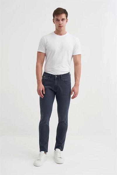 Cazador 0711 Terry Slim Fit Pipe Leg Normal Waist Ανδρικό τζιν παντελόνι Navy Blue
