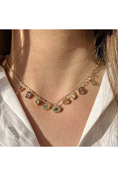 Vintagezegeni قلادة حجر ملون