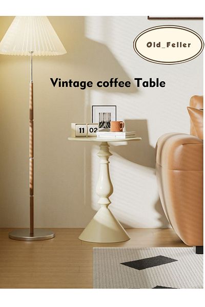Old_Feller Vintage Round Side Table / Coffee Table / Candlestick Stand - 40 58cm