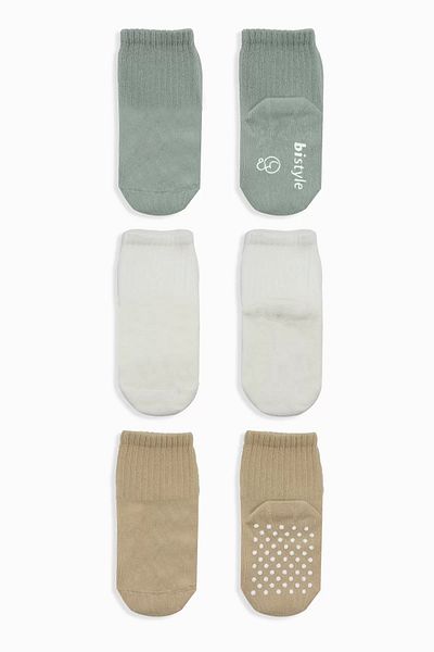 Eng Non-Slip Combed Cotton Socks 3 Pack Nil Ecru Beige