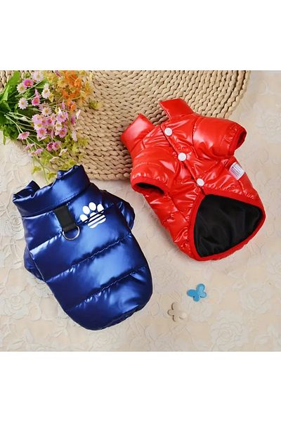 Lady Fify Red/Navy Blue Cotton Padded Coat for Cat Dog (Padded Coat)