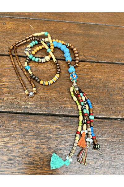 Boholita Boho Nazar Midyeli Boncuklu Uzun Kolye