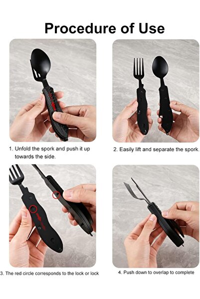 COOYA 4 in 1 Portable Camping Dining Set,Stainless Steel,Detachable Design,for Various Outdoor Activities