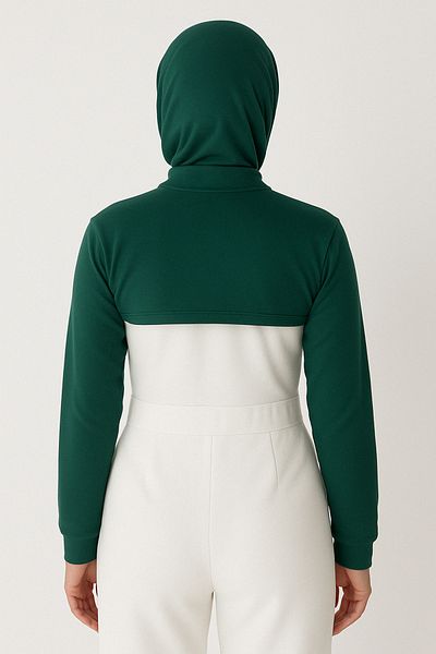 mirach Verde pădure guler stand guler gât mâneci bumbac pieptănat guler pentru gât hijab pentru femei verde smarald