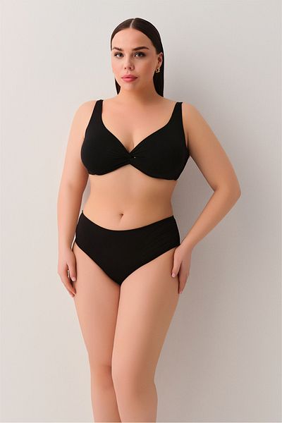 SUWEN Twisted Front Underwire Gathering Bikini Top