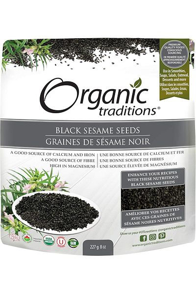 Organic Traditions Black Sesame Seeds | 227 g | Quality Superfood | Rich in Calcium, Iron, and Magne
