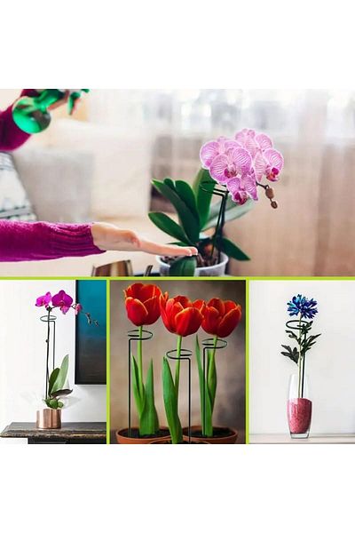 COOYA 10-Pack Plant Support Stakes with 20 Plant Clips for Tomato Lily Peony Rose Stems