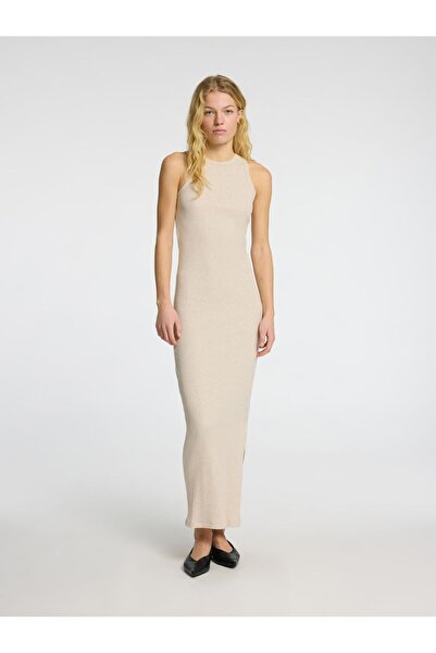 Selected Femme Maxikleid Rippmuster Baumwoll
