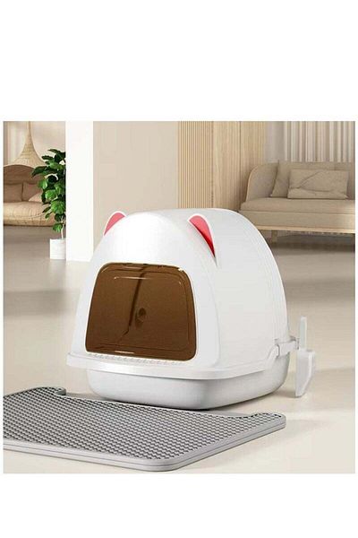 COOYA Clamshell Litter Box, With Top Recess, Non-slip, durable, odorless, 66.8 47.9 49.5cm, for cats