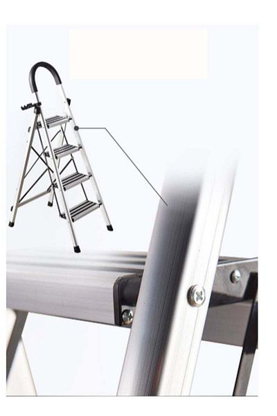 COOYA 4 Step Folding Iron Ladder, With Anti-Slip Pedal, 150 KG Capacity Sturdy Aluminum, for home