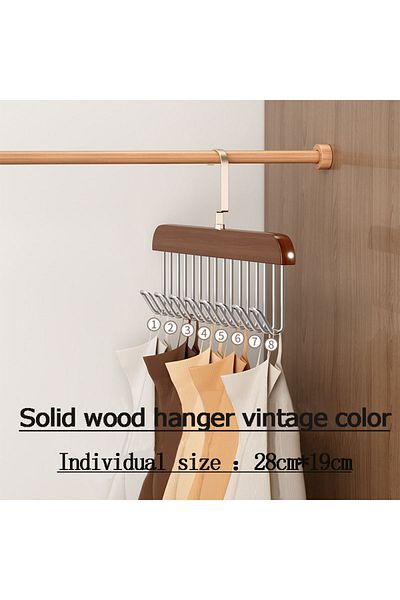 Choice wood 8 clips-2 I KNOW Wood Clothes Hanger High Quality Strong Non-slip Hangers with 8 Hooks Multi-fu