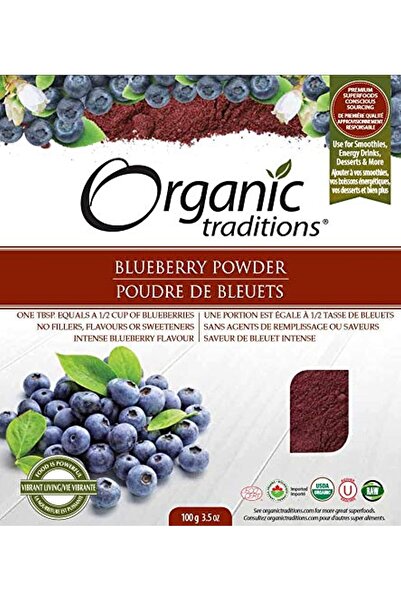 Organic Traditions مسحوق التوت الأزرق | ١٠٠ غرام | نكهة التوت الأزرق المركزة | بدون مواد مالئة أو نكهات أو حلوى