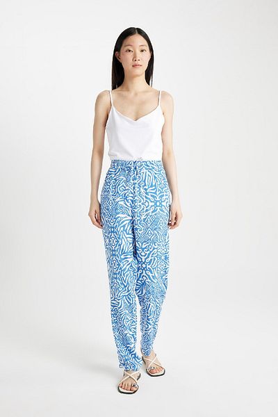 DeFacto Pantaloni harem din viscoză cu buzunare cu model Talie înaltă I3709az24sm