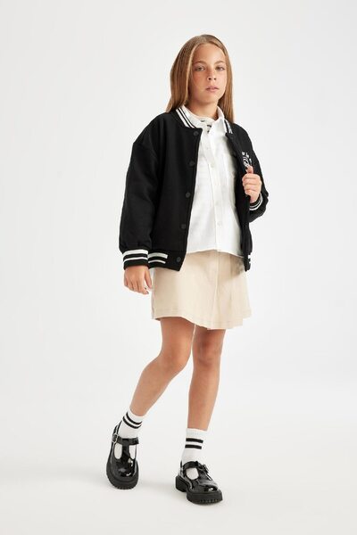 DeFacto Dfc - Girl's Gabardine Pleated School Skirt with Shorts