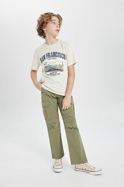 DeFacto Boy's Gabardine Trousers - Cargo Pocket and Straight Leg B5924A824Sp
